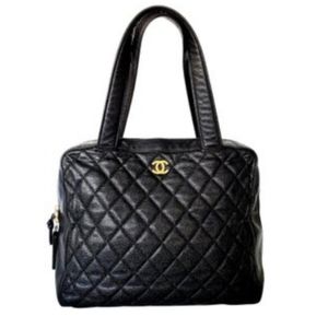 CHANEL Black Quilted Leather Bag